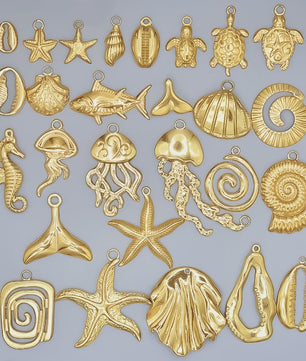 6x Goudkleurige Zee Dieren Bedeltjes Set - Schildpad, Schelp, Zeester - DIY Sieraden Maken