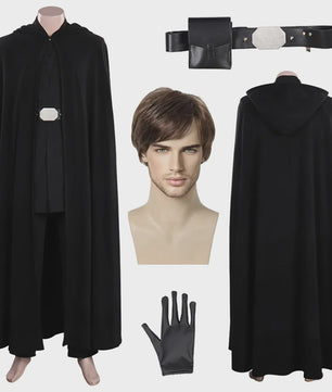 Volwassen Mannen Zwarte Jedi Ridder Cape Outfit - Fantasy Cosplay Kostuum
