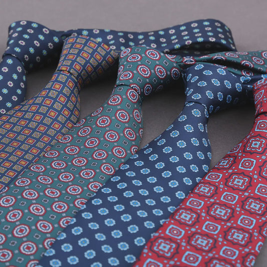 Klassieke Heren Strikdas - Imitatie Zijde met Polka Dot & Bloemendessin
