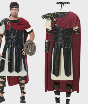Romeinse Gladiator Kostuum voor Mannen - Middeleeuwse Ridder Verkleedkostuum voor Carnaval & Halloween