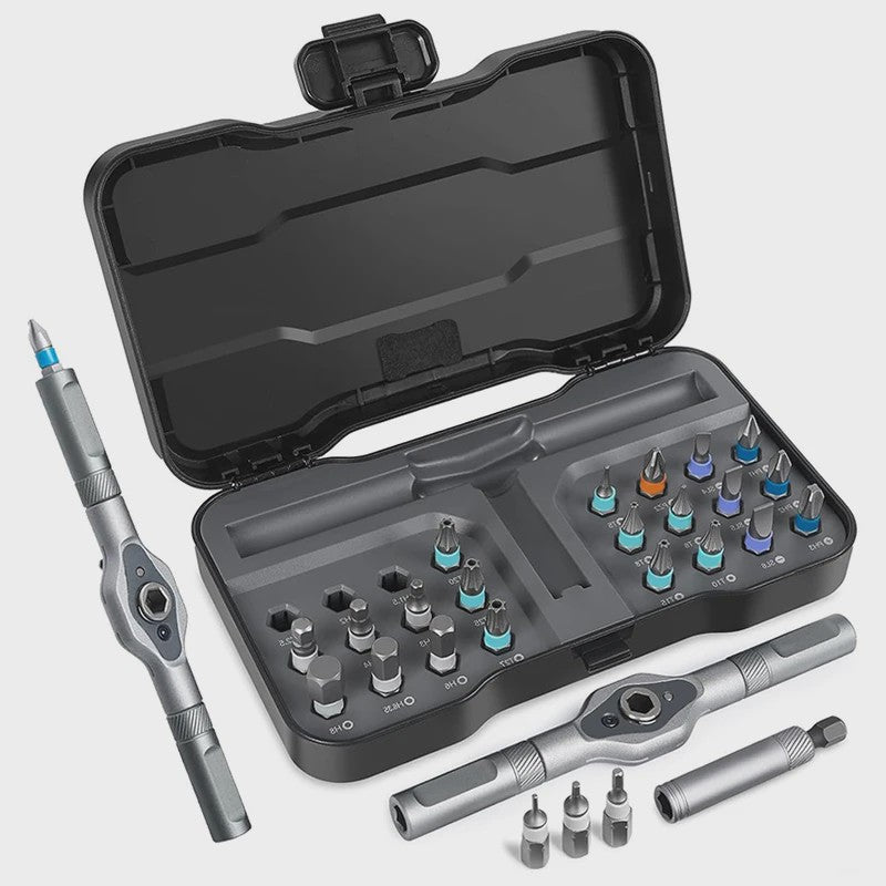 24-in-1 Multifunctionele Ratel Schroevendraaierset met Magnetische S2 Bits - Ideaal voor Doe-het-zelf en Huishoudelijke Reparaties