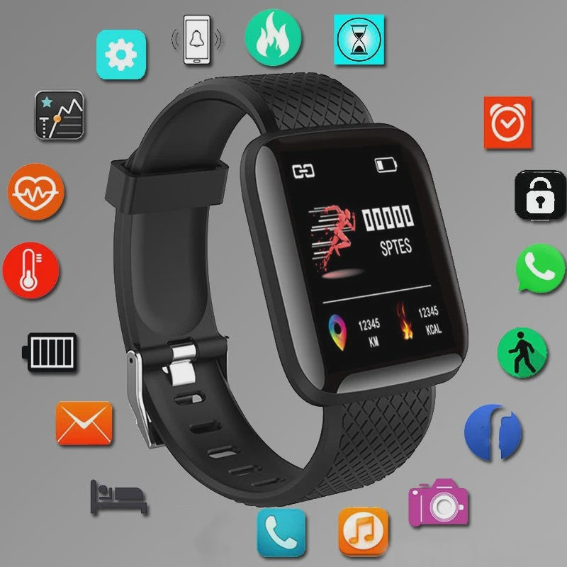 Smartwatch voor Heren & Dames: Fitness Tracker, Bericht Notificaties & Meer - Elektronisch Polshorloge