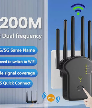 Krachtige WiFi Repeater 1200Mbps met 6 Antennes - Versterk je Netwerkbereik