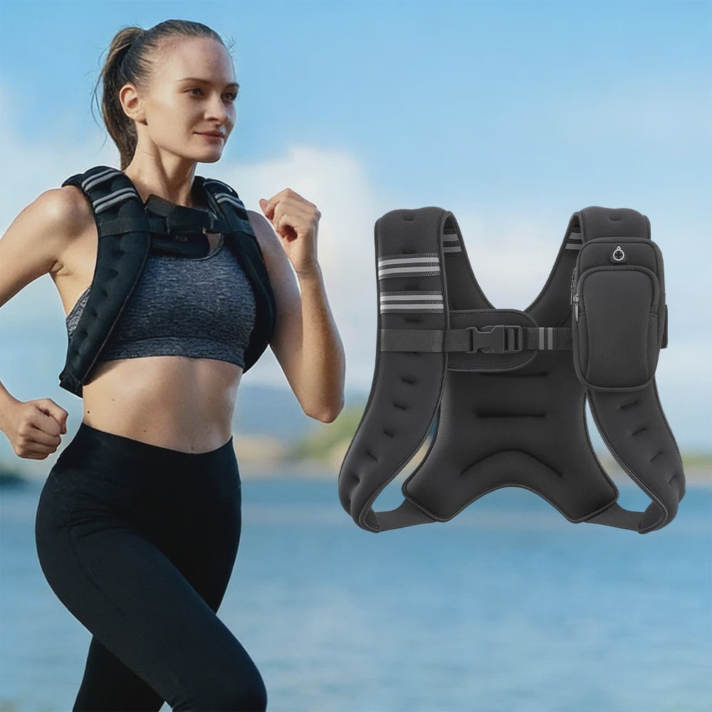 Verstelbaar Fitness Vest met Gewicht (5.4 kg) en Reflecterende Strepen - Ideaal voor Training, Yoga & Joggen