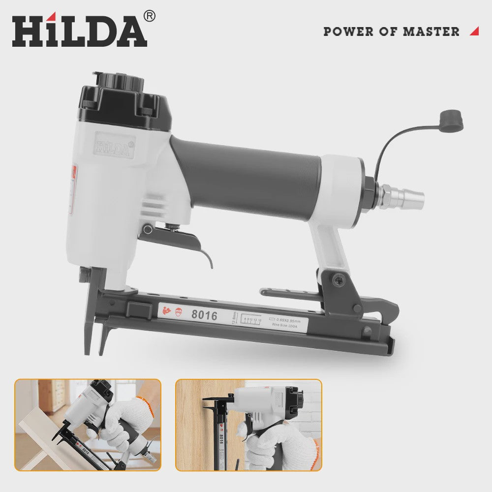 Hilda 8016 Pneumatische Nietmachine - Luchtnietpistool voor Stoffering en Houtbewerking