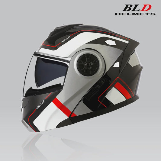 BLD Flip-Up Motorhelm Modulair ABS Dubbel Vizier DOT Goedgekeurd