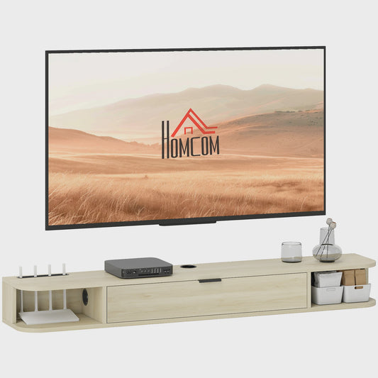 Zwevende TV-kast met Klaplade en Open Vakken - Modern Woonkamer Meubel