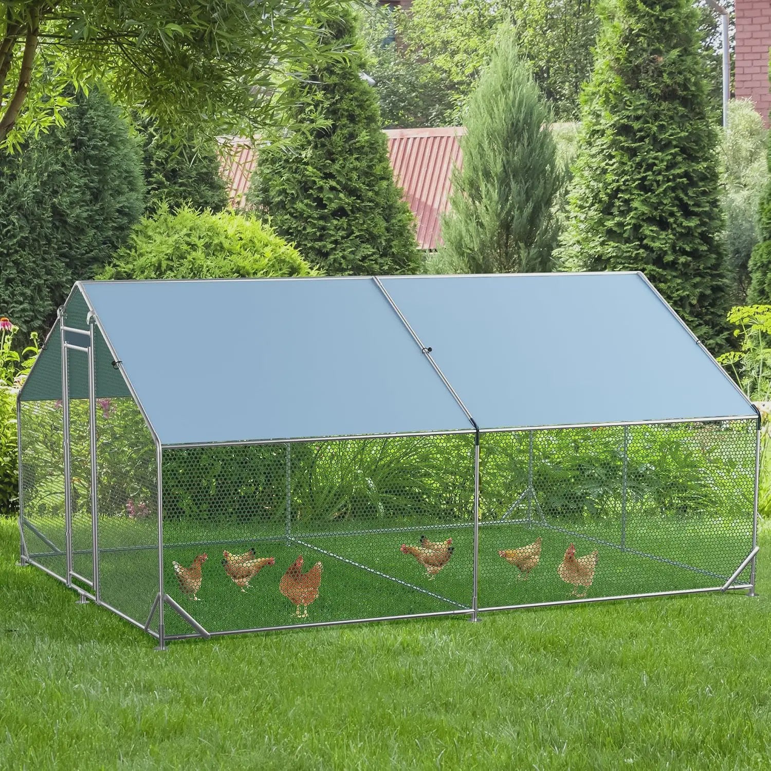 Ruime Gevogeltekooi 3x4x1.95m - Verzinkt Staal, Waterdicht Dak