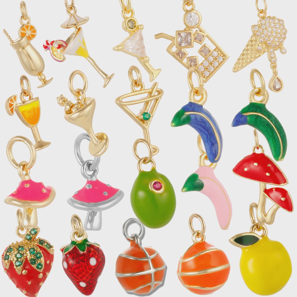 Gouden Bedeltjes Fruit & Drankjes met Zirkonia - Sieraden Maken
