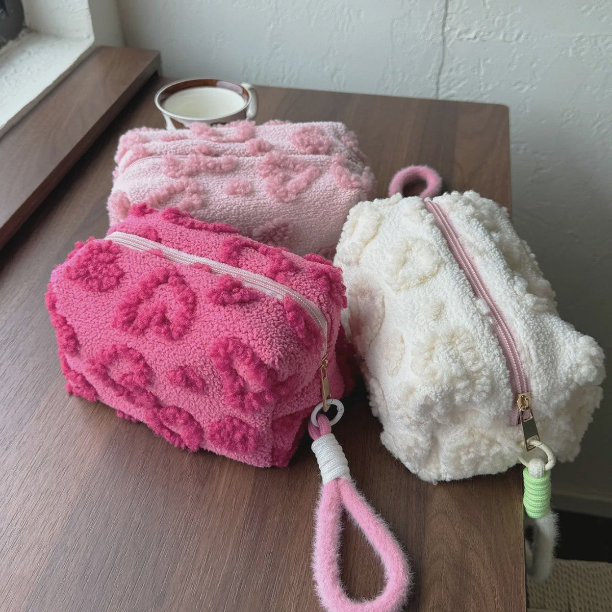 Pluche Make-up Tas met Lus - Zacht Reisetui voor Cosmetica & Pennen