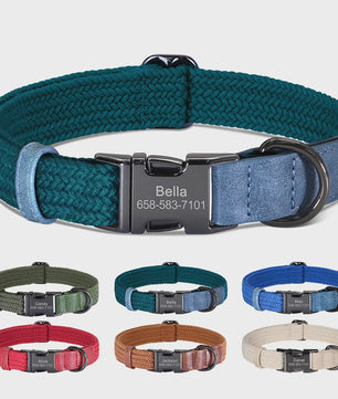 Gepersonaliseerde Hondenhalsband met Naam Gravering - Duurzaam Nylon, Verstelbaar voor Kleine tot Grote Honden