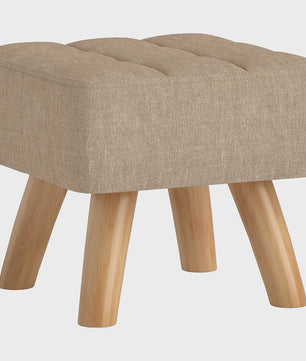Stijlvolle Voetenbank / Poef met Stoffen Zitting en Houten Poten - Compact en Comfortabel