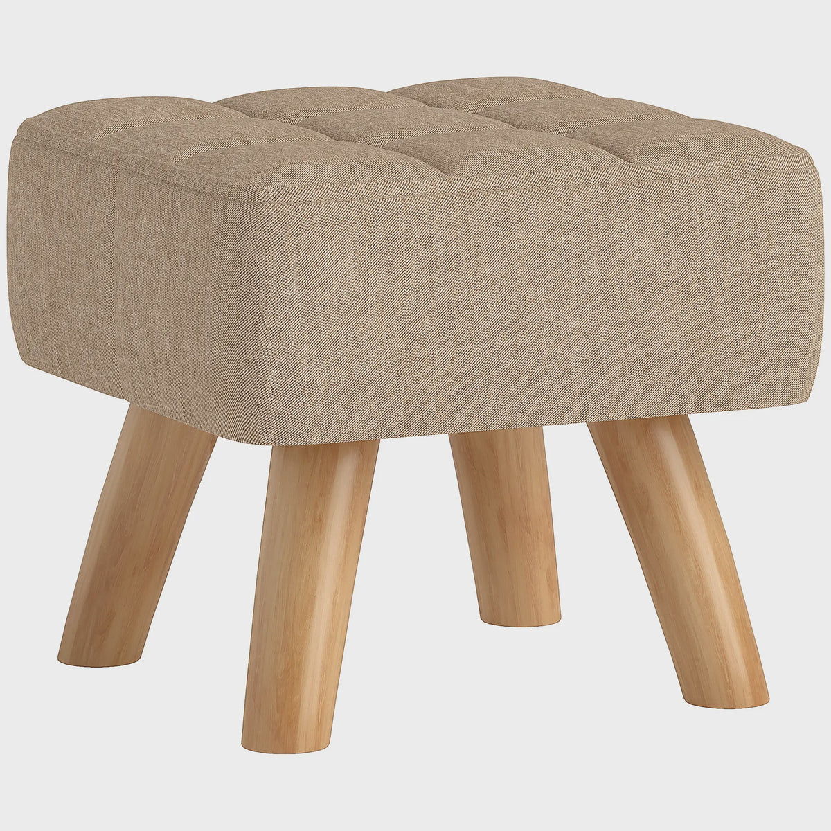 Stijlvolle Voetenbank / Poef met Stoffen Zitting en Houten Poten - Compact en Comfortabel