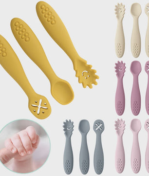 3-delige Siliconen Baby Bestek Set: Lepel & Vork voor Peuters