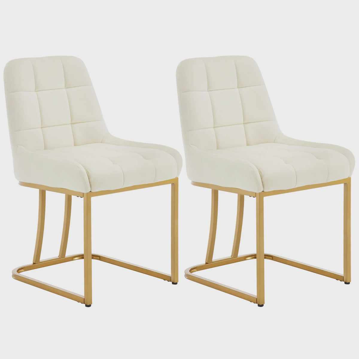 Set van 2 Luxe Velours Eetkamerstoelen met Gouden Metalen Frame - Comfortabel & Stijlvol