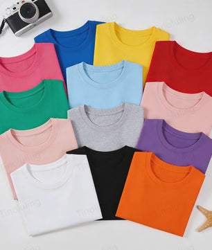 Basic Katoenen T-shirt voor Kinderen & Baby's - Jongens & Meisjes - Wit & Roze - Maten 1 t/m 14 Jaar