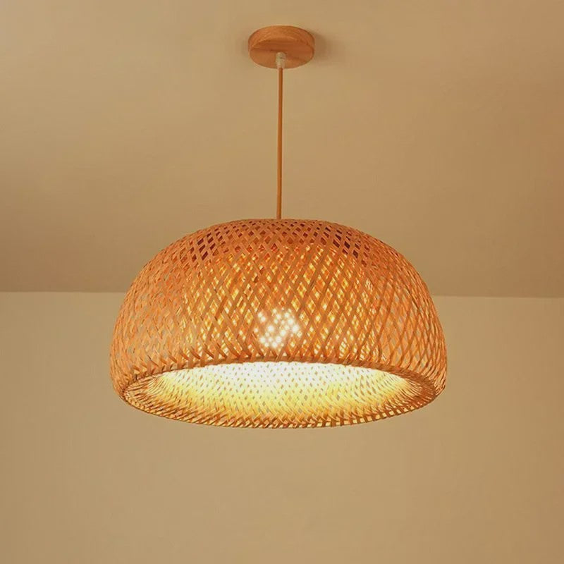 Bamboe Hanglamp 38/45cm - Handgeweven Rotan Lantaarn met E27 Fitting