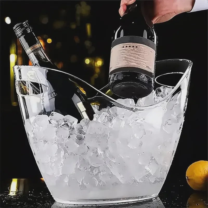 Grote Transparante IJsemmer met Handvat - Perfect voor Wijn, Champagne & Bier
