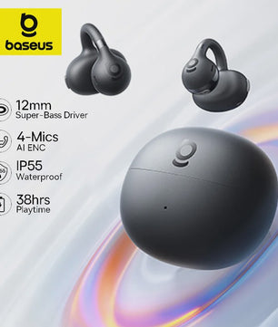 Baseus BC1 Open-Ear Oordopjes: Draadloze Clip-On Koptelefoon met Super Bass & Bluetooth 6.0