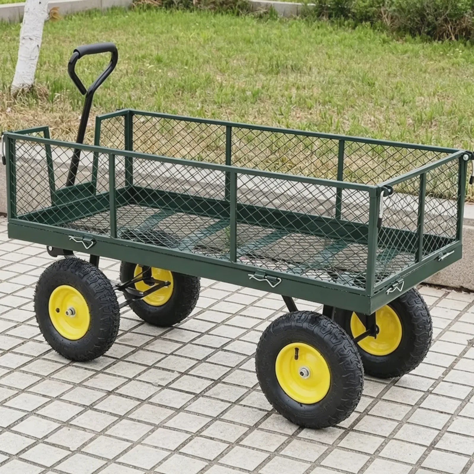Robuuste Tuinwagen 900lbs / 408kg - Kantelbaar, Afneembare Zijkanten, 360° Draaibaar