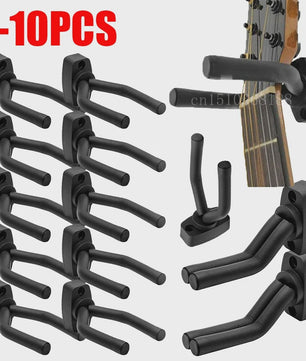 Gitaar Muurbeugel Hanger Set (1-10 Stuks) - Zwart - Universeel voor Gitaar, Bas, Ukulele