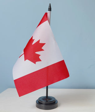Canada Bureauvlag 14x21cm Polyester - Decoratie Vlaggetje