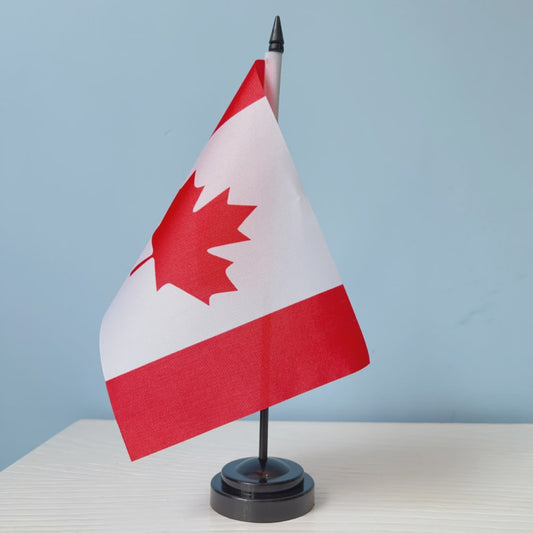 Canada Bureauvlag 14x21cm Polyester - Decoratie Vlaggetje