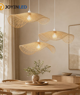 Handgemaakte Bamboe Plafondlamp - Natuurlijk Rotan Hanglamp met E27 Fitting