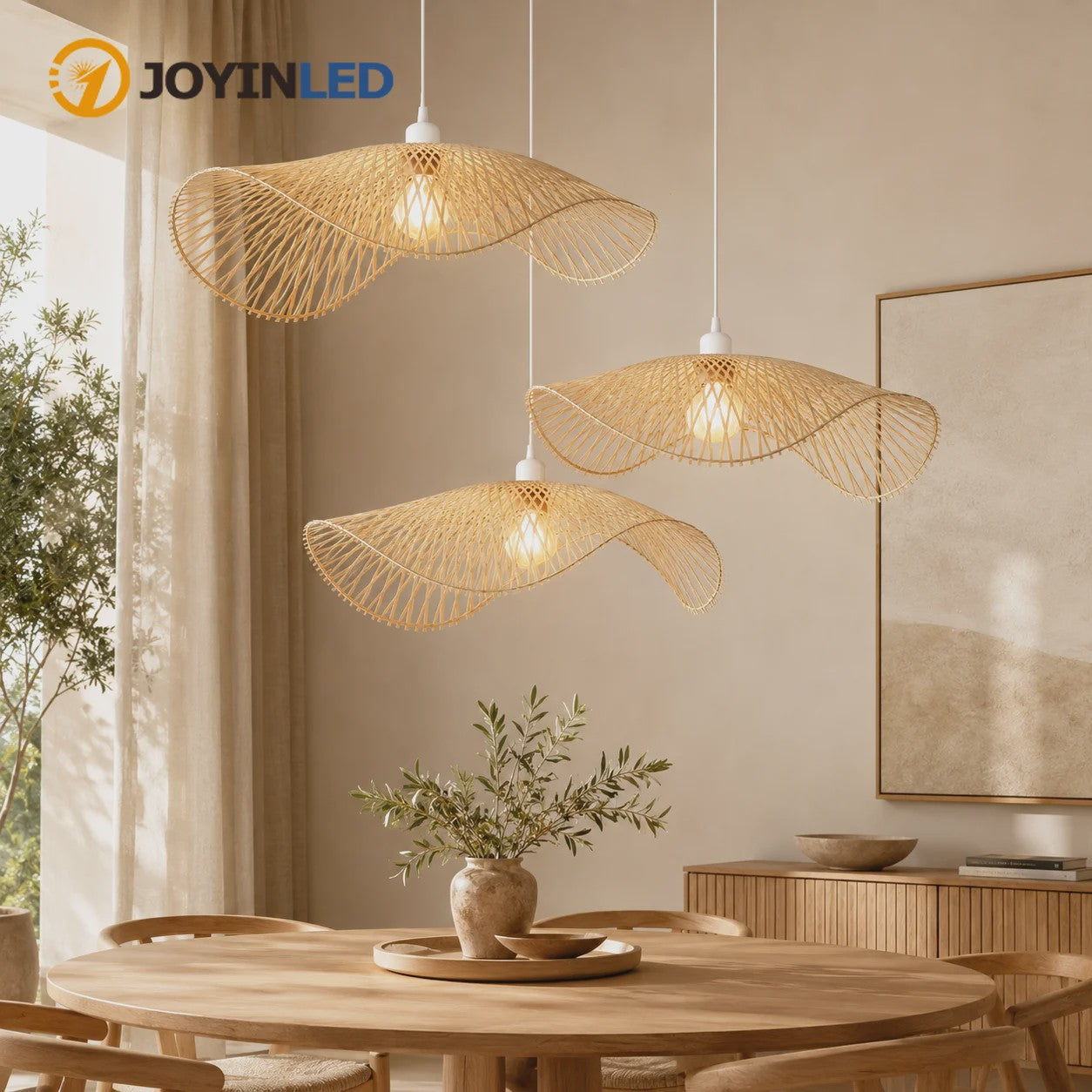 Handgemaakte Bamboe Plafondlamp - Natuurlijk Rotan Hanglamp met E27 Fitting