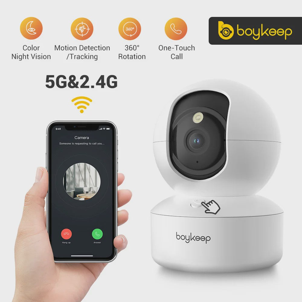 BoyKeep Slimme IP Camera: 3MP Beveiliging, 5G/2.4GHz WiFi, Automatische Tracking & Nachtzicht