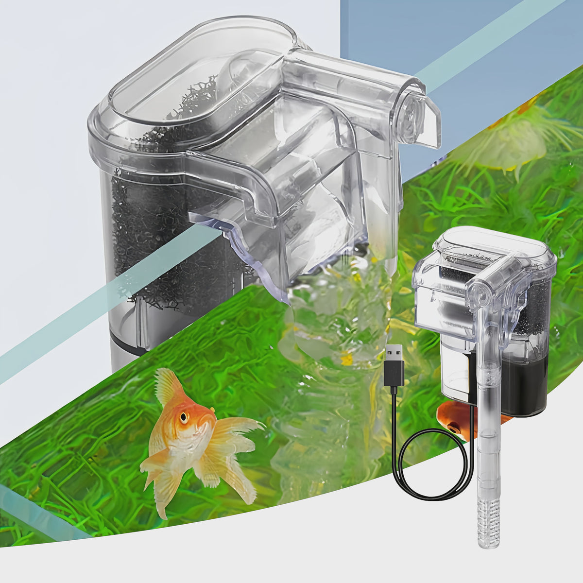 Compacte Hangende Aquarium Filter met USB Voeding - Ideaal voor Aquaria tot 30cm