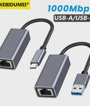 Gigabit Ethernet Adapter: USB-C & USB-A naar RJ45 (1000Mbps)
