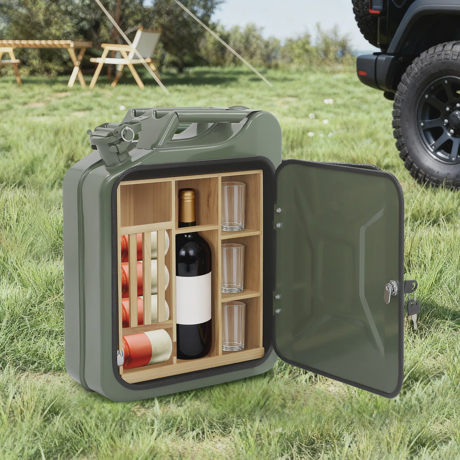 Jerrycan Minibar met Slot - Unieke Drankenkast voor Buiten & Feesten
