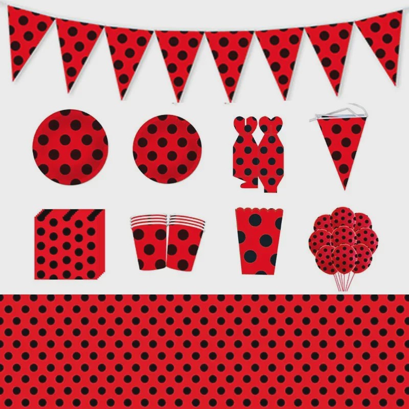 Lieveheersbeestje Feestartikelen Set - Bordjes, Bekers, Decoratie voor Kinderfeestjes