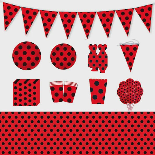 Lieveheersbeestje Feestartikelen Set - Bordjes, Bekers, Decoratie voor Kinderfeestjes