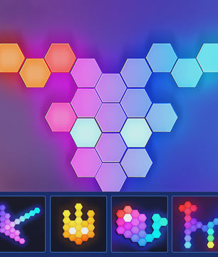 Modulaire Hexagon LED Wandlampen - RGB, Muziek Sync, App Bediening & USB
