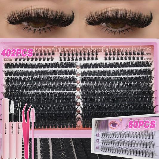 402 Stuks Manga Lash Clusters Set - Dikke & Comfortabele Wimperextensions voor Dagelijks Gebruik, Feest & Bruiloft