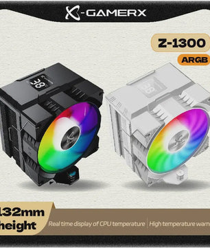 X-Gamerx Z-1300 CPU Air Cooler met Digitale Temperatuur Display en ARGB Ventilator