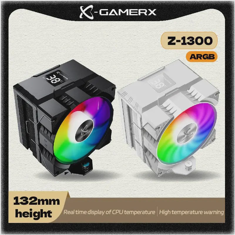 X-Gamerx Z-1300 CPU Air Cooler met Digitale Temperatuur Display en ARGB Ventilator