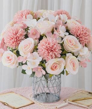 Kunstboeket Rozen & Chrysanten - Zijde Bloemen voor Bruiloft, Decoratie & DIY