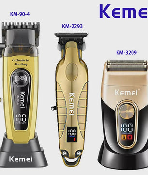 Professionele Oplaadbare Tondeuse en Baardtrimmer - Goudkleurig - Kemei KM-90-4