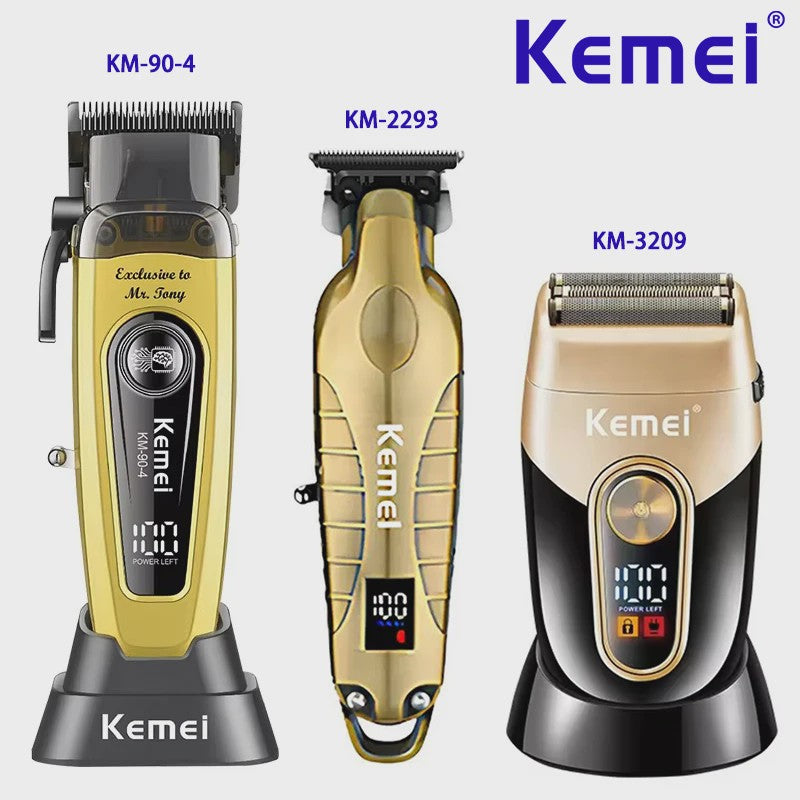 Professionele Oplaadbare Tondeuse en Baardtrimmer - Goudkleurig - Kemei KM-90-4