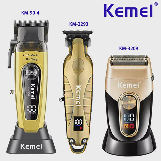 Professionele Oplaadbare Tondeuse en Baardtrimmer - Goudkleurig - Kemei KM-90-4