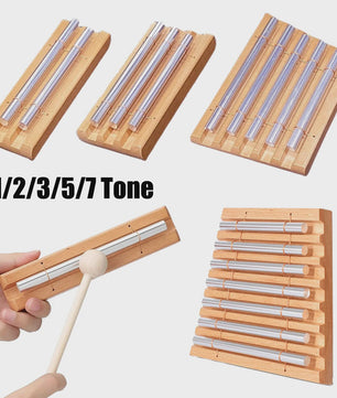 Houten Meditatie Klokkenspel - 1 t/m 7 Tonen, Aluminium Staven, Beuken Houten Basis