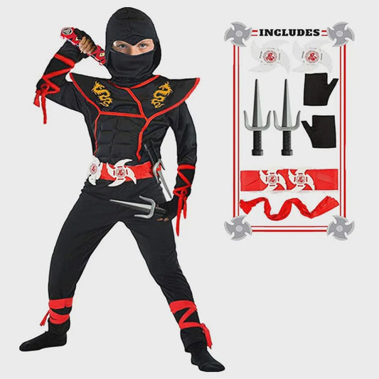 Stoer Ninja Kostuum Jongens met Spada en Shuriken - Halloween & Feest
