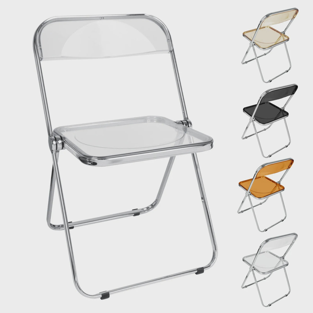 Stapelbare Transparante Acryl Klapstoel met Chroom Frame - Luxe Loungestoel voor Feest, Banket & Conferentie