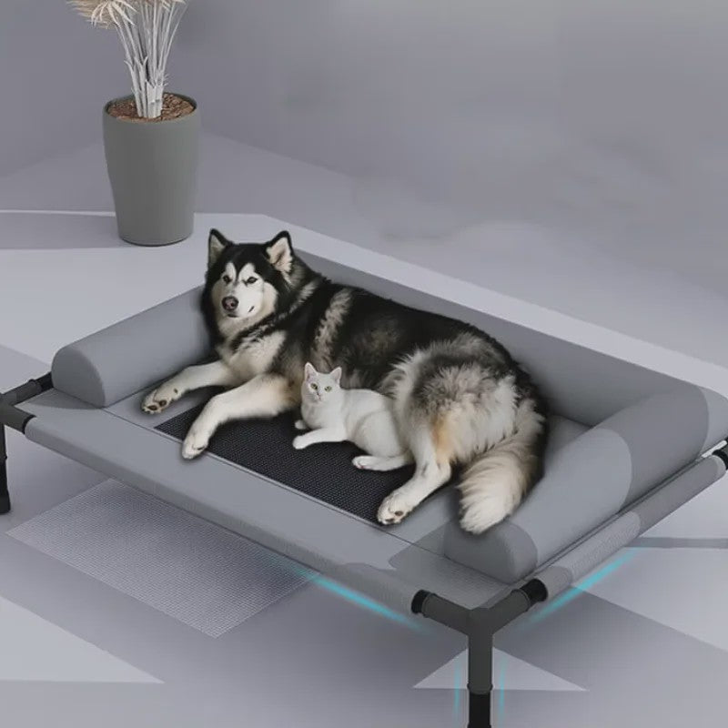 Verkoelend Hondenhok Bed met Kussen, Ademend Mesh, Wasbaar - Ideaal voor Binnen, Buiten, Camping & Patio
