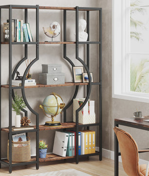 Industriële Boekenkast 180 cm - Vintage Open Wandrek met 12 Vakken