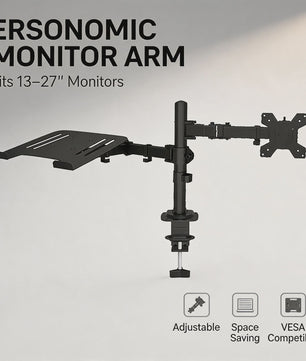 Ergonomische Monitorarm & Laptopstandaard voor Bureau - Verstelbaar met VESA Mount en Kabelmanagement