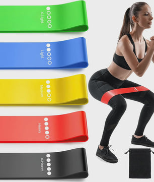 Set Weerstandsbanden Fitness - 5 Stuks TPE Elastische Loop Bands voor Krachttraining, Yoga & Gym
